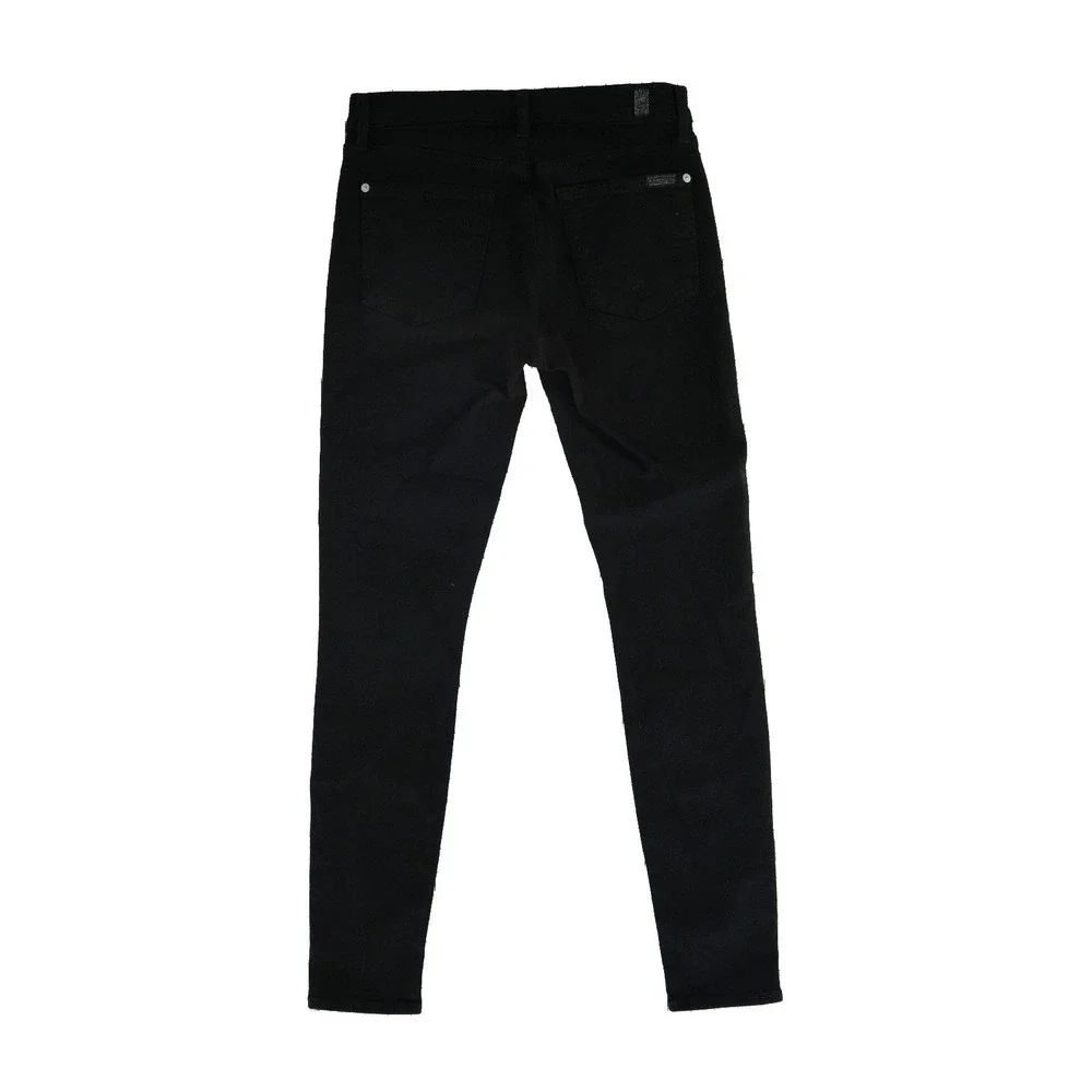 7‎ For All Mankind Women's Size 27 The Skinny Black Mid Rise Stretch Jeans